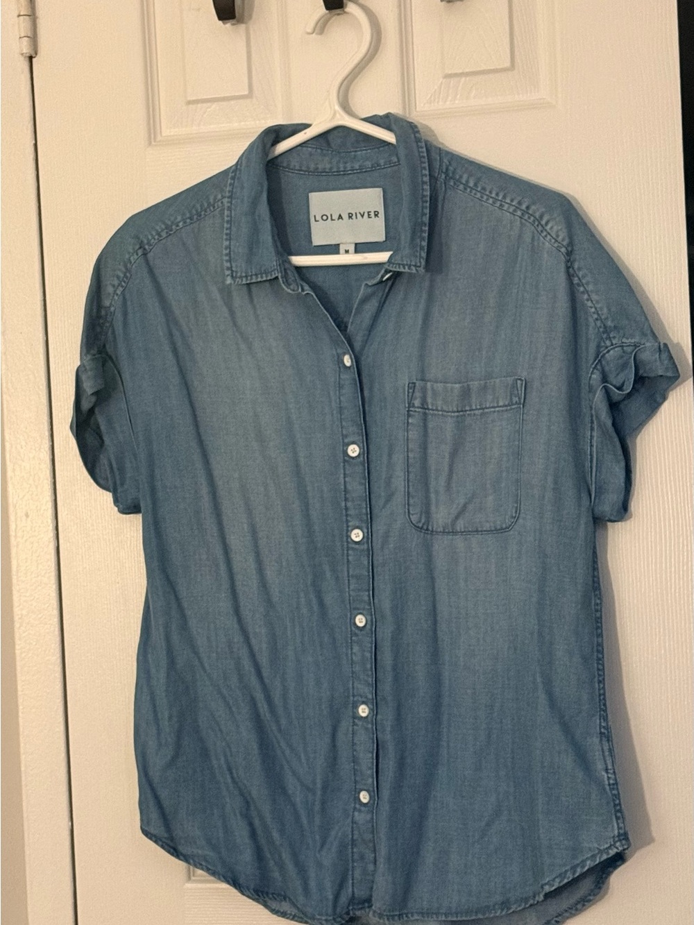 Lola River Women's Light Blue Denim Button-Down Shirt